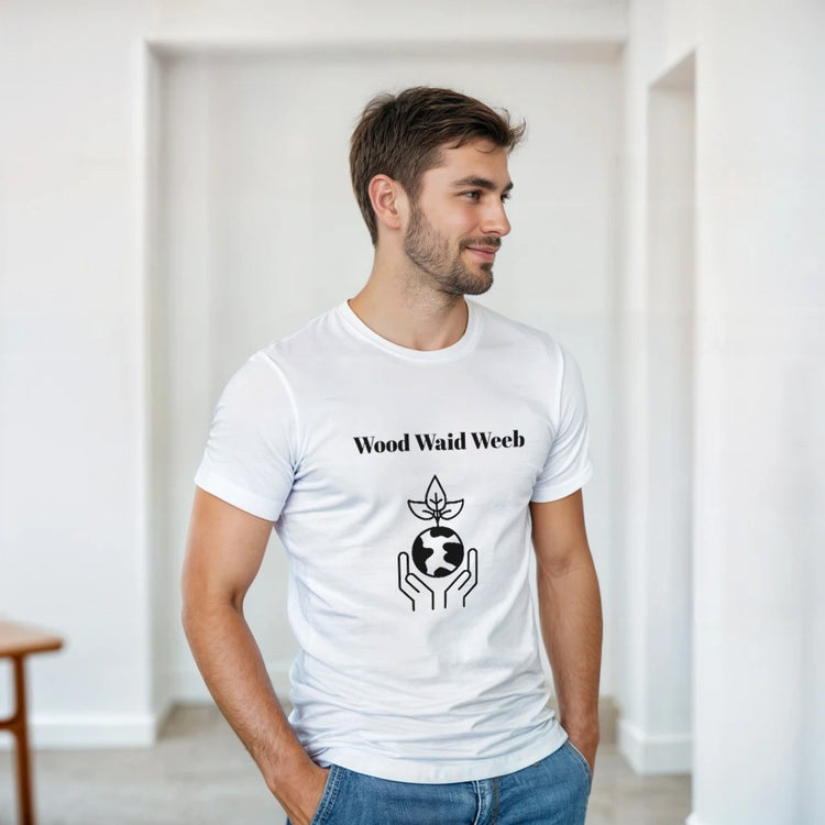 Wood Waid Weeb minimalist T-shirt by Kawaii Therapy Shop, featuring a soft heavyweight cotton fabric with a simple printed design.