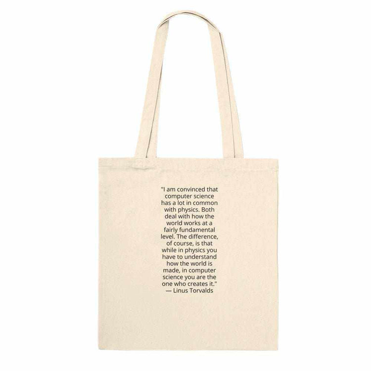 Linus Torvalds Computer Science Quote Premium Cotton Tote BagCelebrate the artistry of programming with our exclusive premium cotton tote bag, featuring an inspiring quote from Linus Torvalds on the creative power of computer Print MaterialKawaii Therapy ShopKawaii Therapy ShopLinus Torvalds