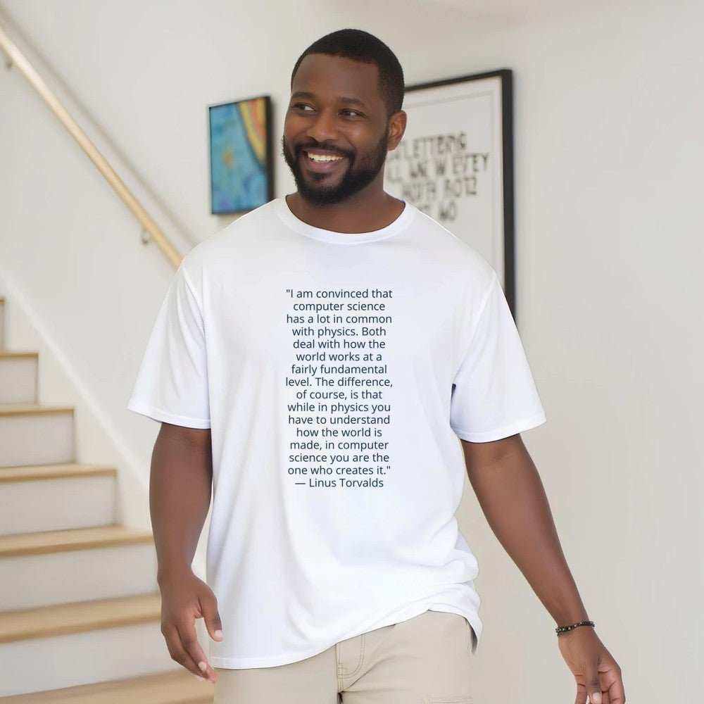 Linus Torvalds Computer Science Quote Premium Cotton T-ShirtCelebrate the philosophy of programming with this premium t-shirt featuring an iconic quote by Linus Torvalds: "I am convinced that computer science has a lot in comPrint MaterialKawaii Therapy ShopKawaii Therapy Shopcamicia premium cotone