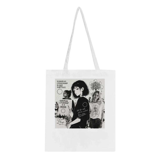 Europe Lovers cotton tote bag with colorful print from Kawaii Therapy Shop, featuring a stylish and spacious design.