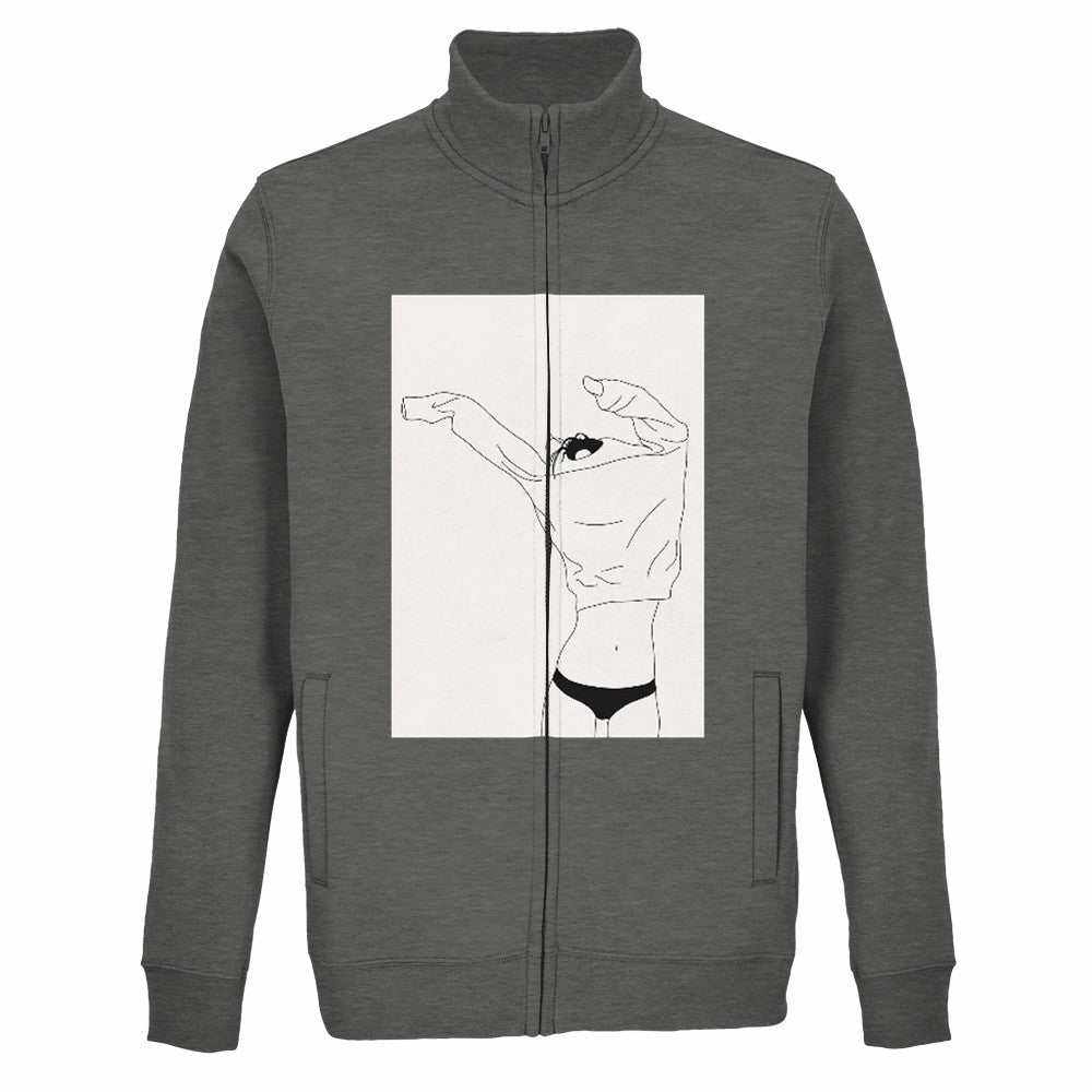 Felpa uomo zip eco-friendly con illustrazione artistica Fela Uomo e interno in pile spazzolato