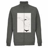 Felpa uomo zip eco-friendly con illustrazione artistica Fela Uomo e interno in pile spazzolato
