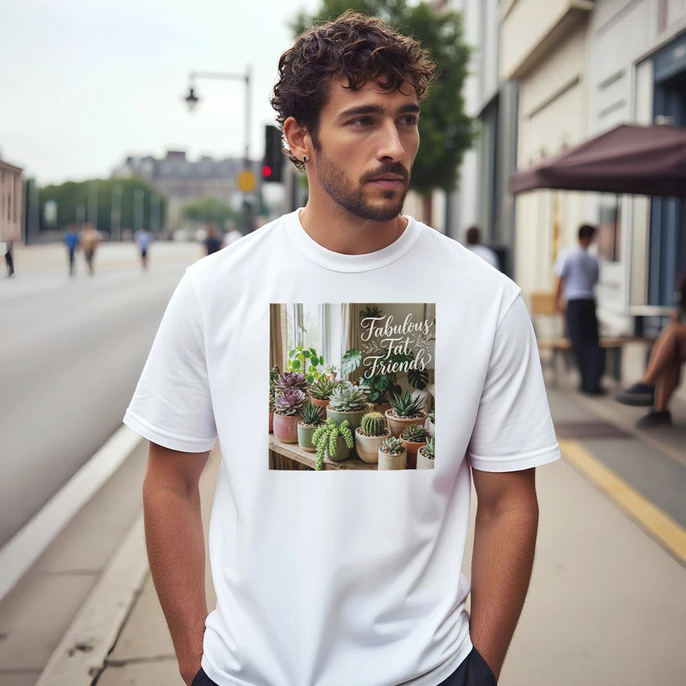Unisex Fabulous Fat Friends T-Shirt by Kawaii Therapy Shop featuring a colorful print on soft premium cotton fabric.
