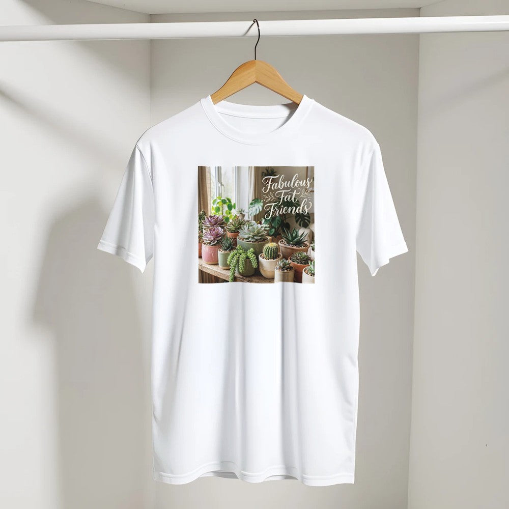 Unisex Fabulous Fat Friends T-Shirt by Kawaii Therapy Shop featuring a colorful print on soft cotton fabric.
