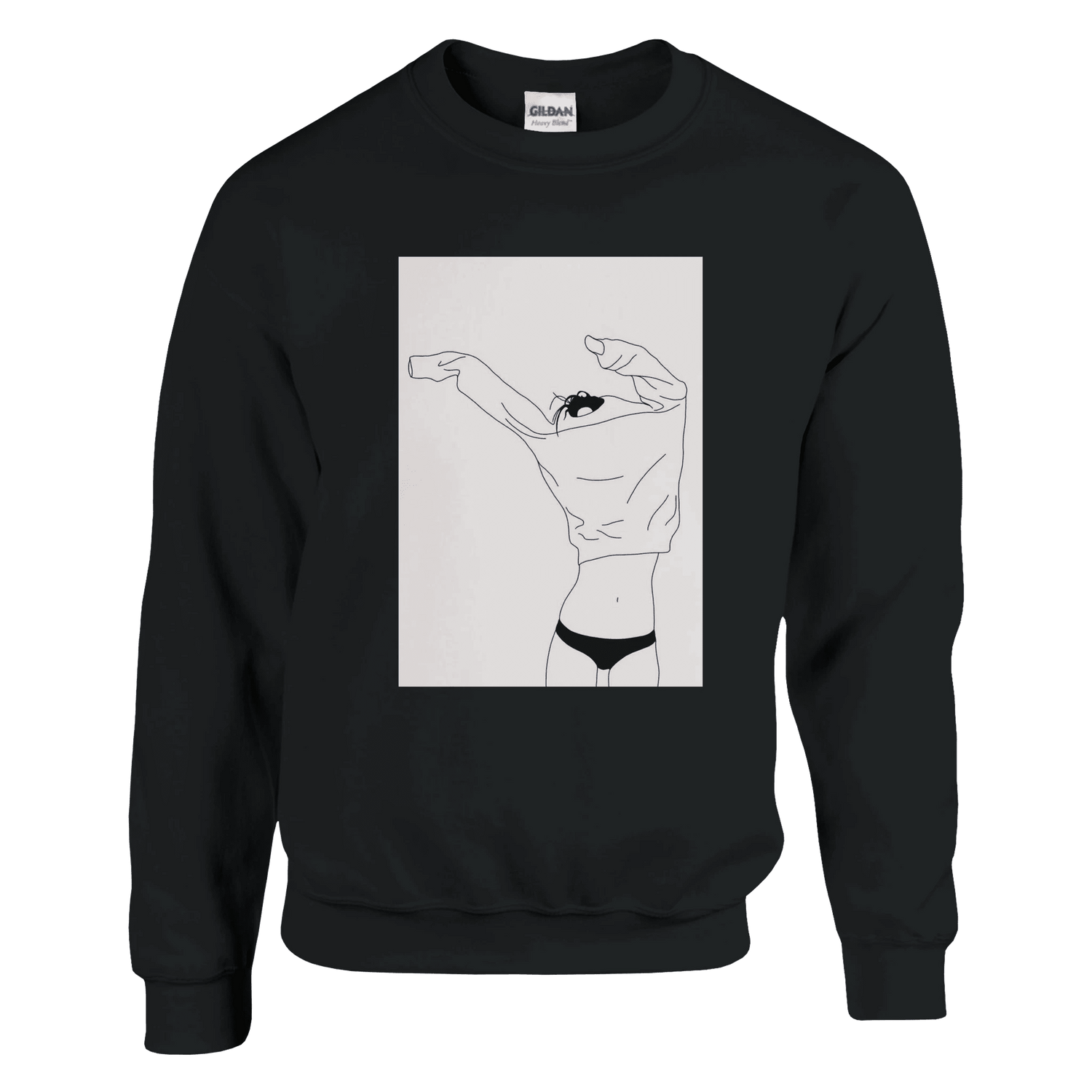 Minimalist Cat Graphic Crewneck Sweatshirt - Women&