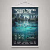 The Hidden Pollution in Our Water Poster with Wooden Magnetic HangerRaise awareness and elevate your home or office decor with our &