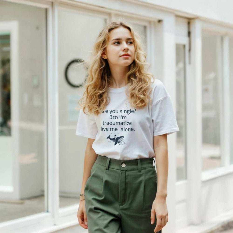 Traumatized & Single Graphic T-Shirt - Unisex Heavy Cotton TeeEmbrace your mood with our &