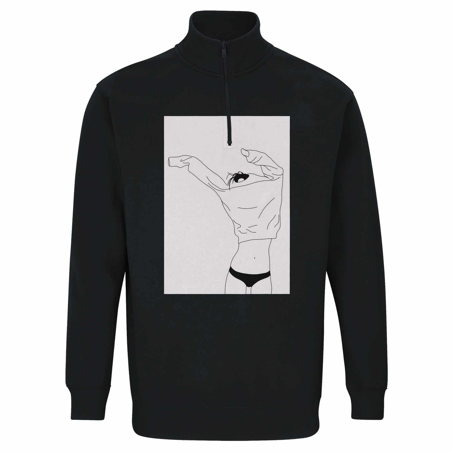 Felpa Donna Premium con Zip 1/4 e Illustrazione Artistica - Eco-FriendEleva il tuo stile quotidiano con la nostra esclusiva felpa da donna, caratterizzata da un&