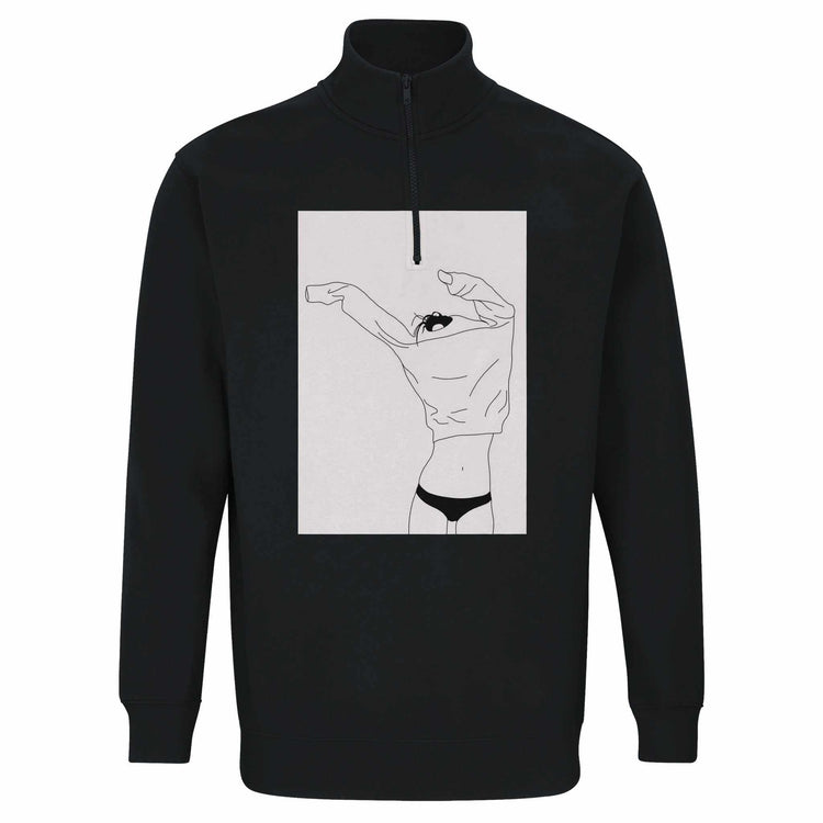 Felpa Donna Premium con Zip 1/4 e Illustrazione Artistica - Eco-FriendEleva il tuo stile quotidiano con la nostra esclusiva felpa da donna, caratterizzata da un&
