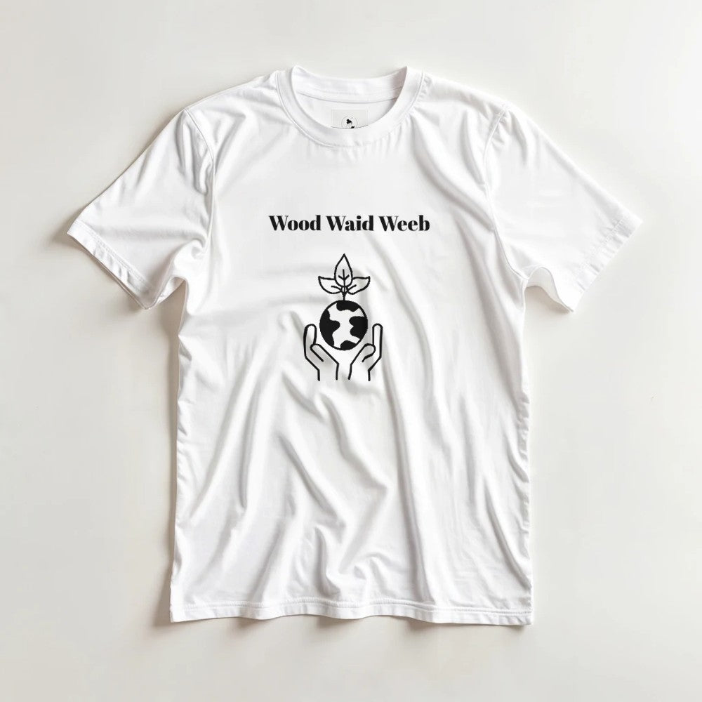Wood Waid Weeb minimal T-shirt made of premium heavyweight cotton, featuring a printed design, from Kawaii Therapy Shop.