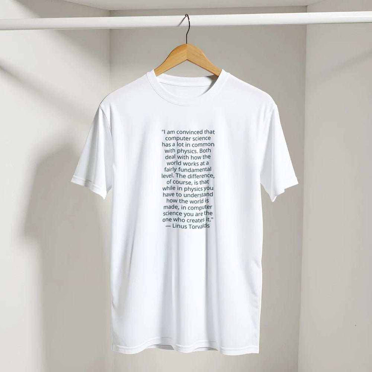 Linus Torvalds Computer Science Quote Premium Cotton T-ShirtCelebrate the philosophy of programming with this premium t-shirt featuring an iconic quote by Linus Torvalds: "I am convinced that computer science has a lot in comPrint MaterialKawaii Therapy ShopKawaii Therapy Shopcamicia premium cotone