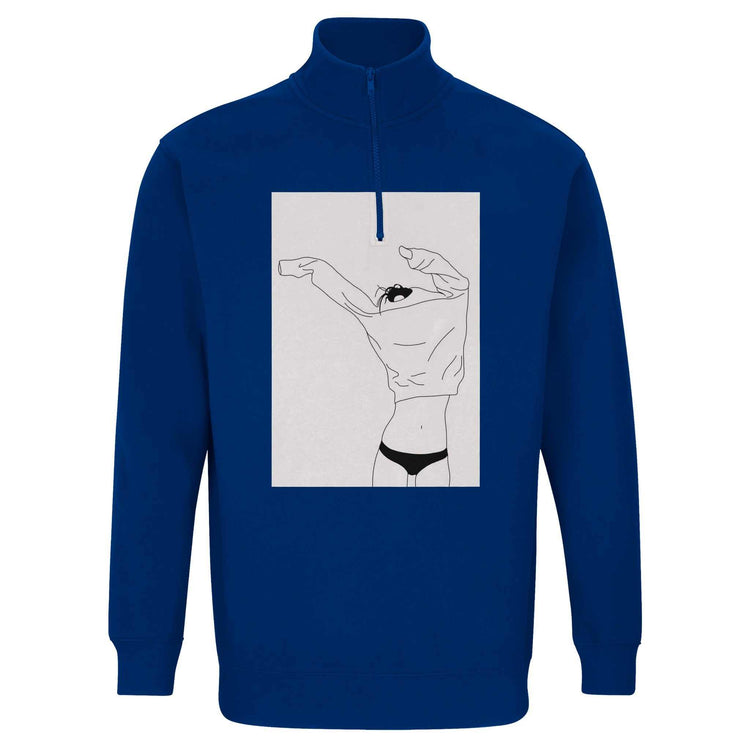 Felpa Donna Premium con Zip 1/4 e Illustrazione Artistica - Eco-FriendEleva il tuo stile quotidiano con la nostra esclusiva felpa da donna, caratterizzata da un&