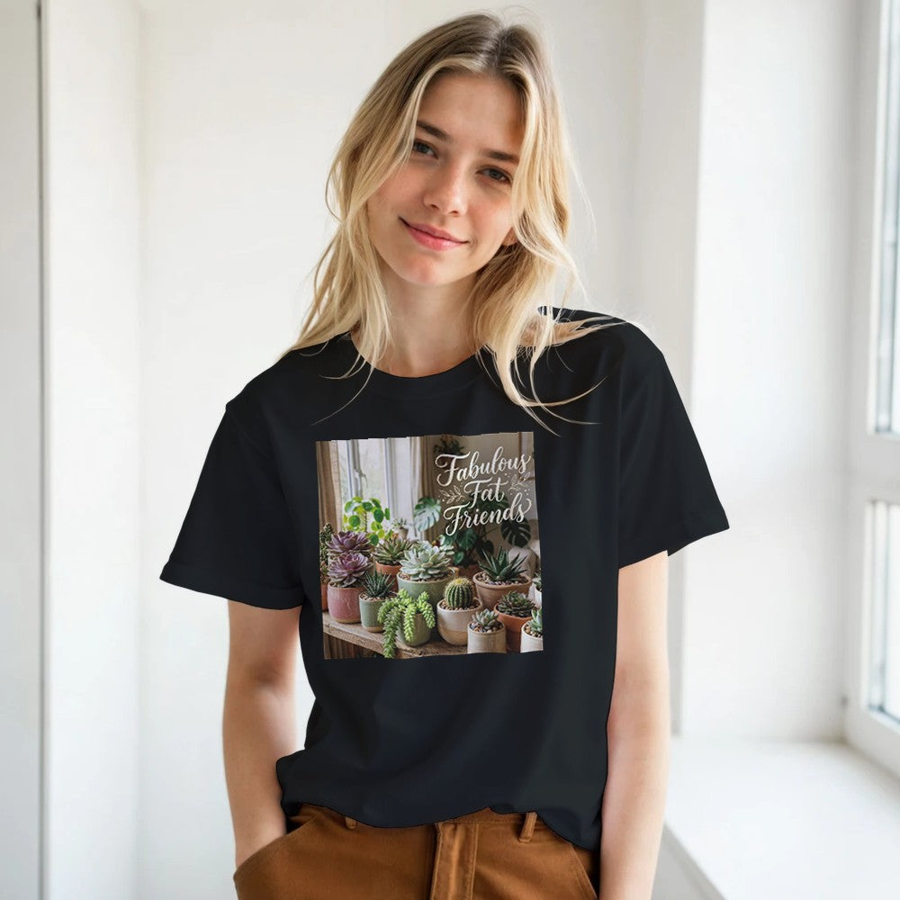 Unisex Fabulous Fat Friends T-Shirt by Kawaii Therapy Shop, soft cotton with colorful print design on front.