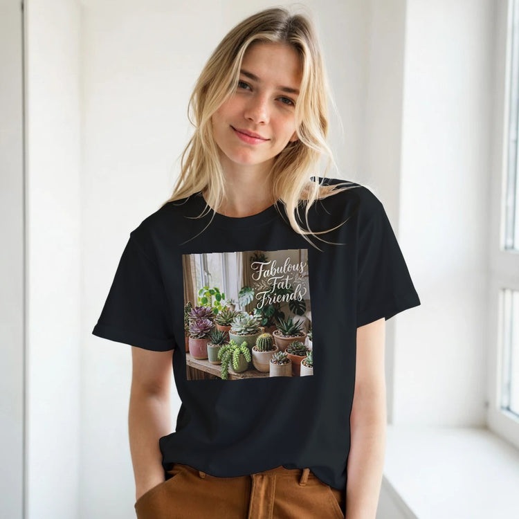 Unisex Fabulous Fat Friends T-Shirt by Kawaii Therapy Shop, soft cotton with colorful print design on front.