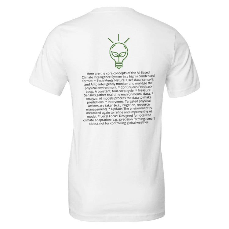 Unisex T-shirt with AI-Based Climate Intelligence System print, made from comfortable material, by Kawaii Therapy Shop.