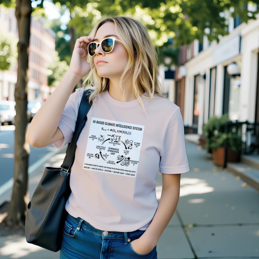 Unisex T-shirt featuring AI-Based Climate Intelligence System print, made from comfortable print material, by Kawaii Therapy Shop.