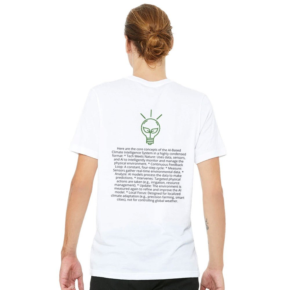 Unisex T-shirt featuring AI-Based Climate Intelligence System print, made from comfortable fabric, by Kawaii Therapy Shop.