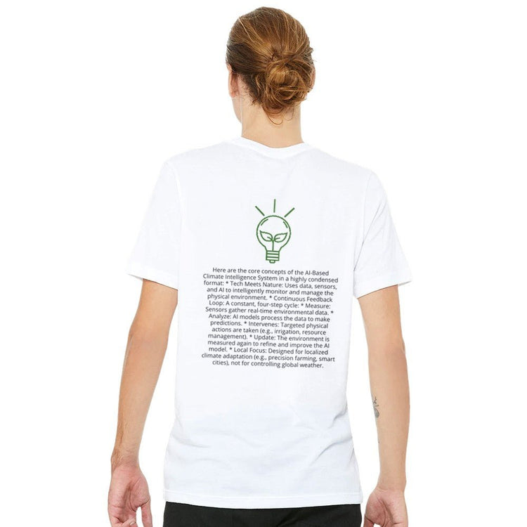 Unisex T-shirt featuring AI-Based Climate Intelligence System print, made from comfortable fabric, by Kawaii Therapy Shop.