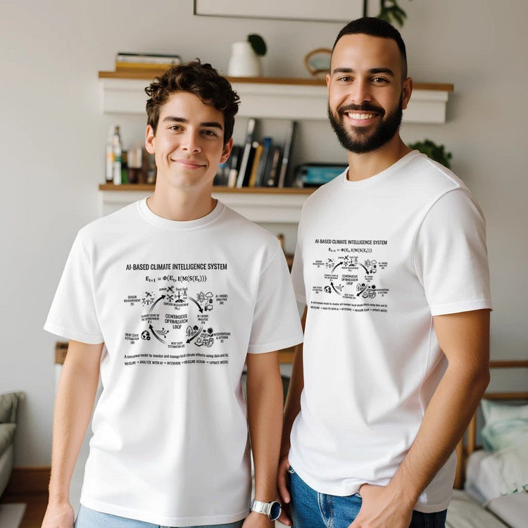 Unisex T-shirt from Kawaii Therapy Shop featuring AI-Based Climate Intelligence System print on soft fabric.