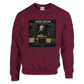 Unisex sweatshirt featuring a graphic of Albert Einstein with mental disorders, made from comfortable print material.