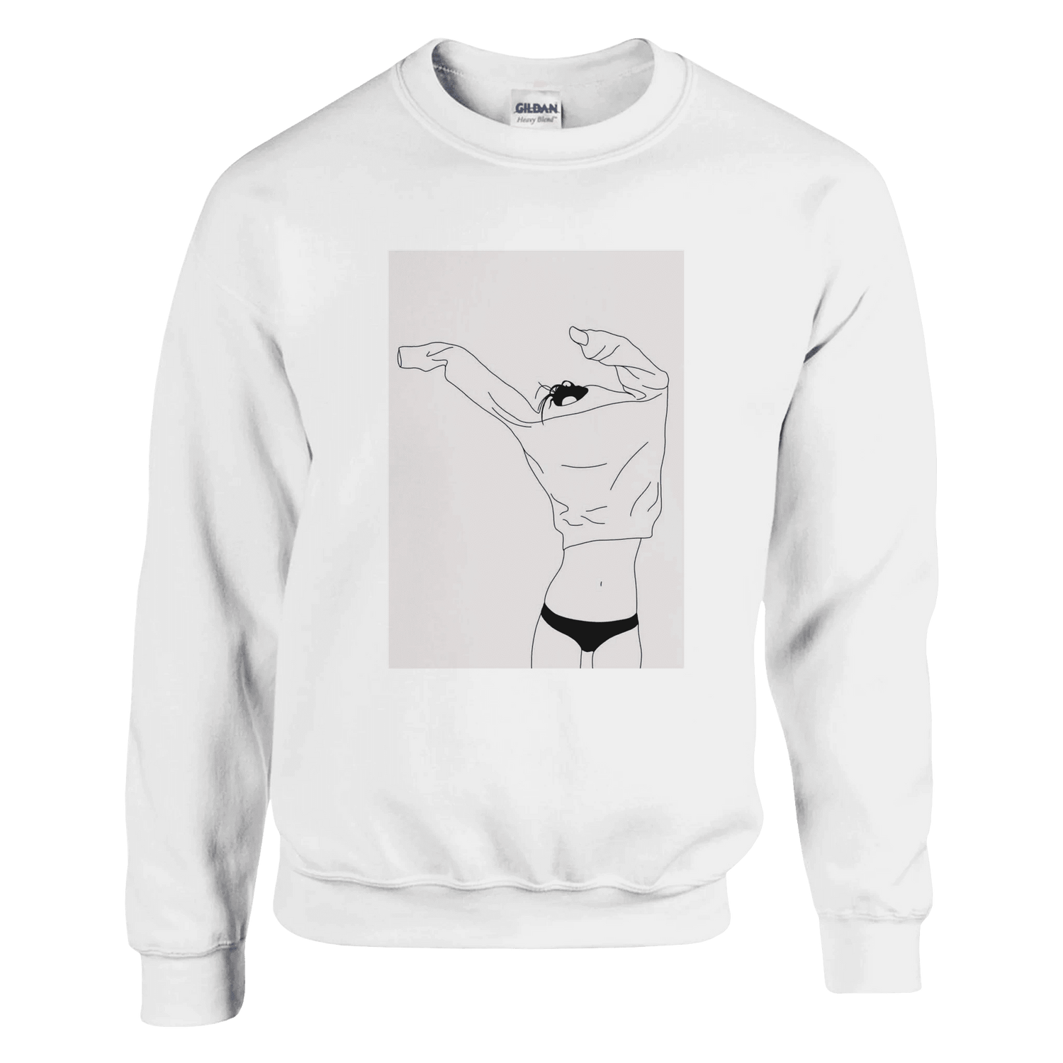 Minimalist Cat Graphic Crewneck Sweatshirt - Women&