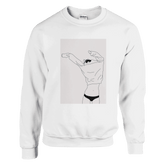 Minimalist Cat Graphic Crewneck Sweatshirt - Women&