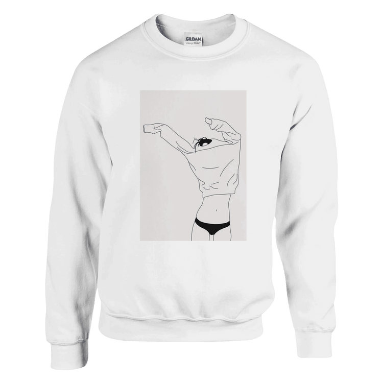Minimalist Cat Graphic Crewneck Sweatshirt - Women&