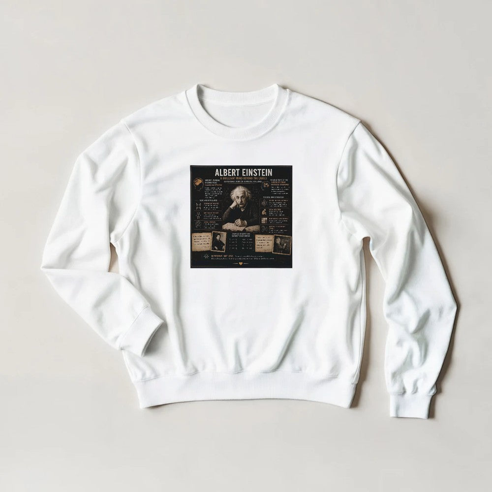 Unisex sweatshirt featuring Albert Einstein mental disorders graphic print, soft fabric, comfortable fit, by Kawaii Therapy Shop.