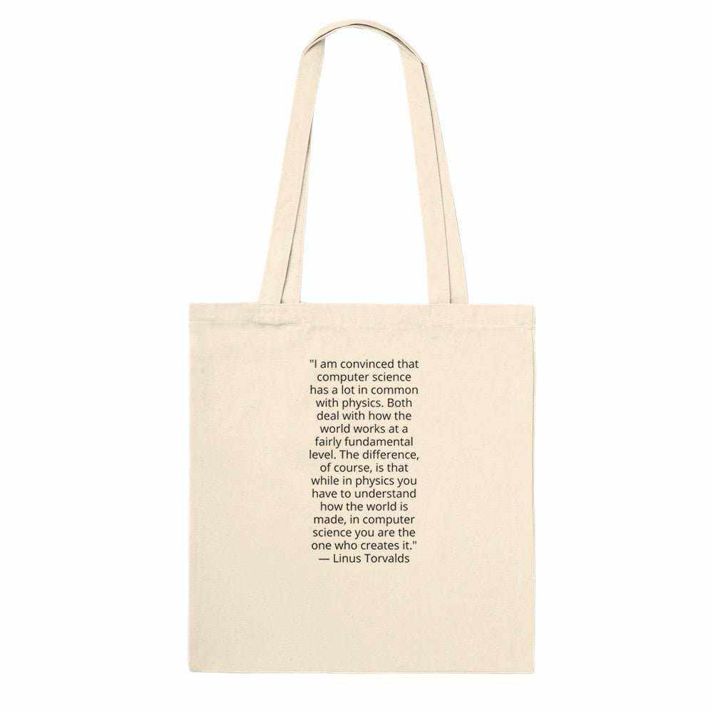 Linus Torvalds Computer Science Quote Premium Cotton Tote BagCelebrate the artistry of programming with our exclusive premium cotton tote bag, featuring an inspiring quote from Linus Torvalds on the creative power of computer Print MaterialKawaii Therapy ShopKawaii Therapy ShopLinus Torvalds