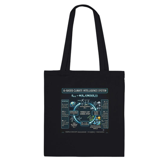 Kawaii Therapy Shop AI Climate Intelligence System premium cotton tote bag with colorful print design, eco-friendly and stylish.