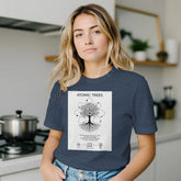 Unisex cotton T-shirt with Atoms Computer Science Nature Connection print, featuring colorful scientific and nature-inspired design