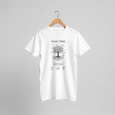 Unisex cotton T-shirt with atoms and nature connection print, featuring computer science design by Kawaii Therapy Shop.