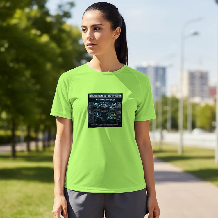 Unisex AI Climate Intelligence System Performance sports print material with vibrant design, showcasing breathable fabric and advanced tech features.