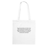 Kawaii Therapy Shop Love Hipersensitivity cotton tote bag with eco-friendly print, reusable canvas bag for daily use.
