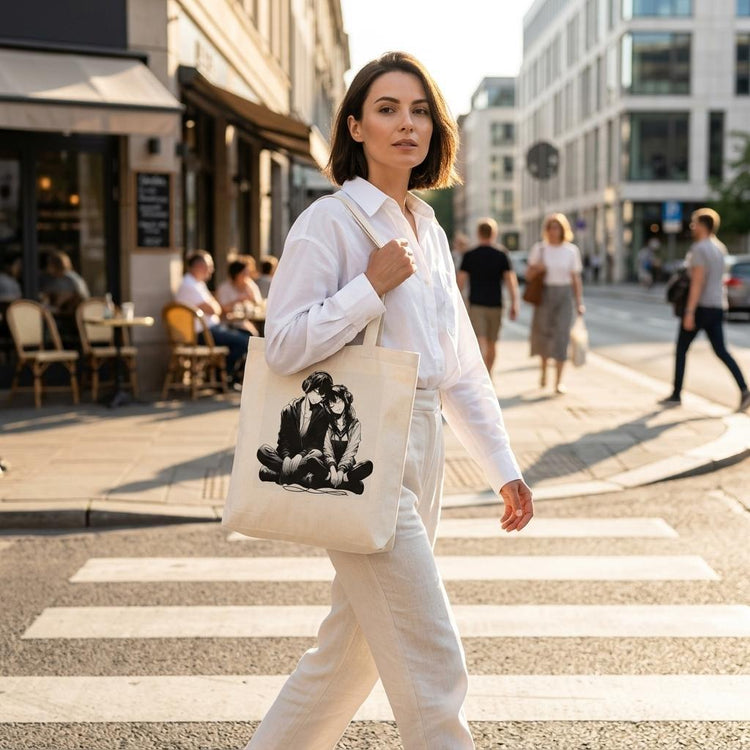 Kawaii Therapy Shop Love Hipersensitivity cotton tote bag with colorful print, eco-friendly reusable design, made from soft cotton fabric.