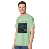 Unisex Wood Waid Web Connection T-Shirt made from sustainable organic cotton, featuring a natural wood-inspired print.